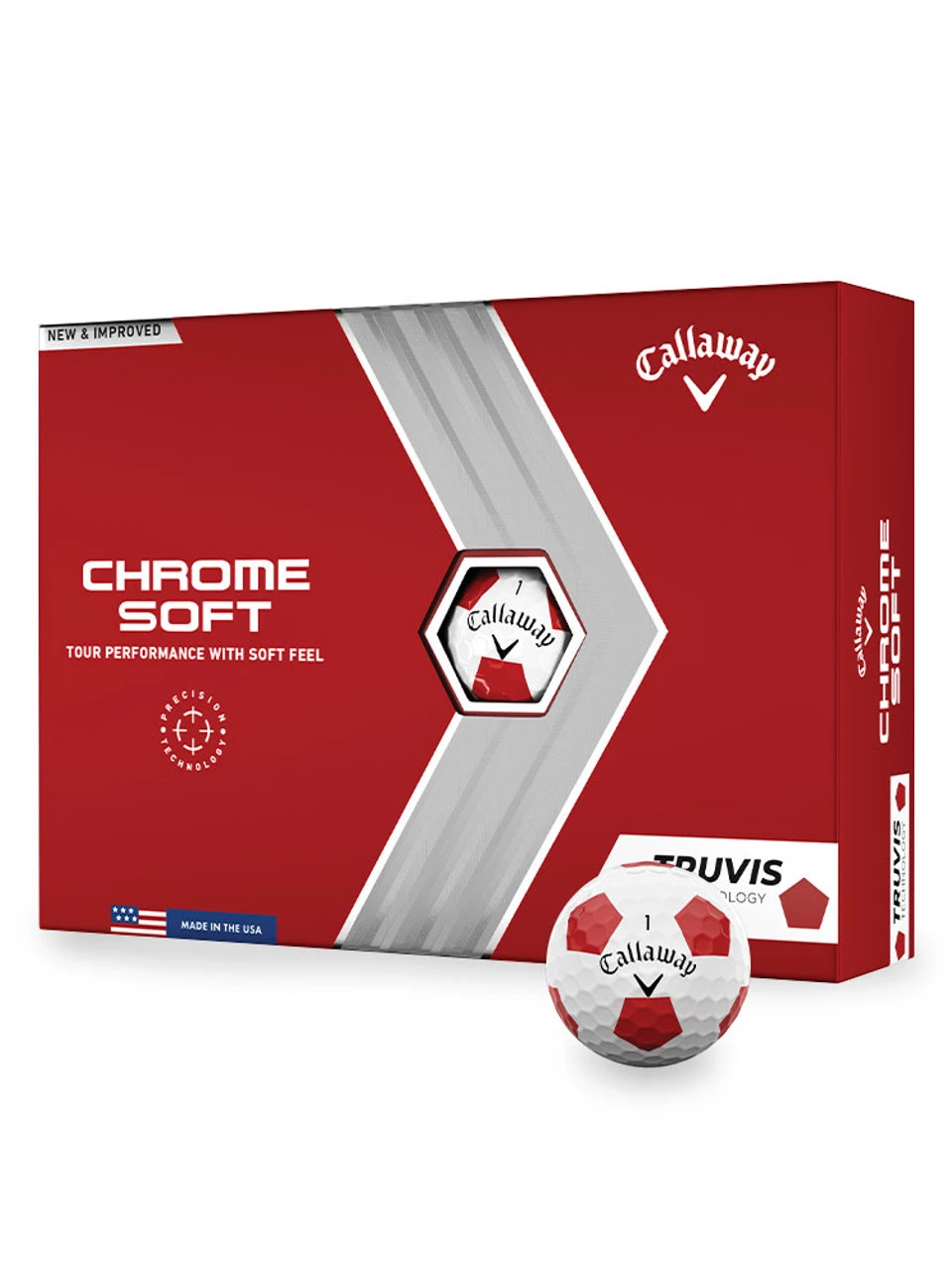 Callaway Chrome Soft Truvis Golf Balls White Red